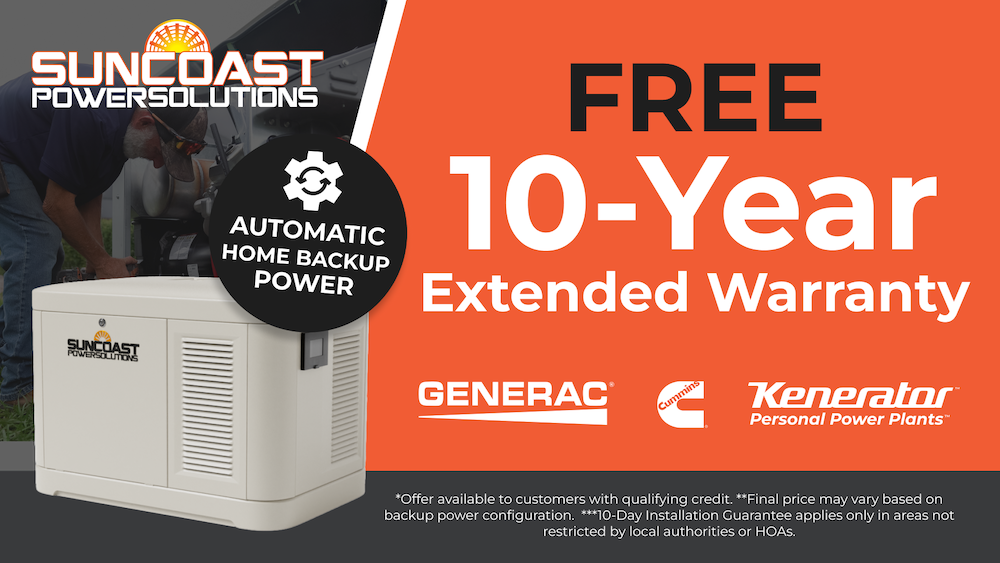 Suncoast Free 10 Year Warranty